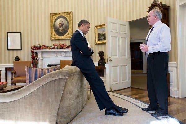 President Obama with John O. Brennan in 2012. At the White House, Mr. Brennan managed the “kill lists” for drone strikes.