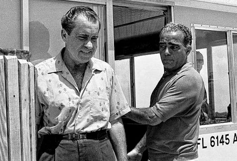 President Richard Nixon and his pal Bebe Rebozo in Key Biscayne, Fla., in 1969. A new book by a former White House reporter claims the two may have been lovers.