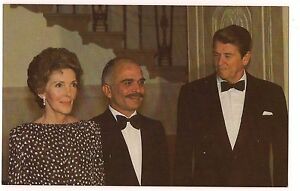President RONALD & NANCY REAGAN King HUSSEIN of JORDAN POSTCARD Maryland  David | eBay