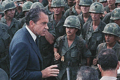 Richard Nixon visiting U.S. troops in Vietnam.