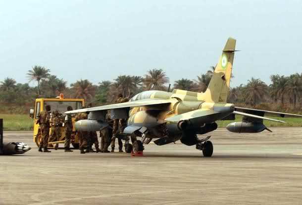 A Nigerian Air Force Alpha Jet deployed for ECOMOG operations at the Lungi Airport,Sierra Leone 1999