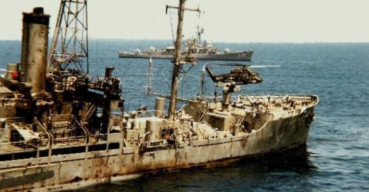 U.S. Government Withholding Hundreds of Pages About Deadly 1967 Israeli Attack on U.S. Navy Ship A large ship in the water Description automatically generated with low confidence