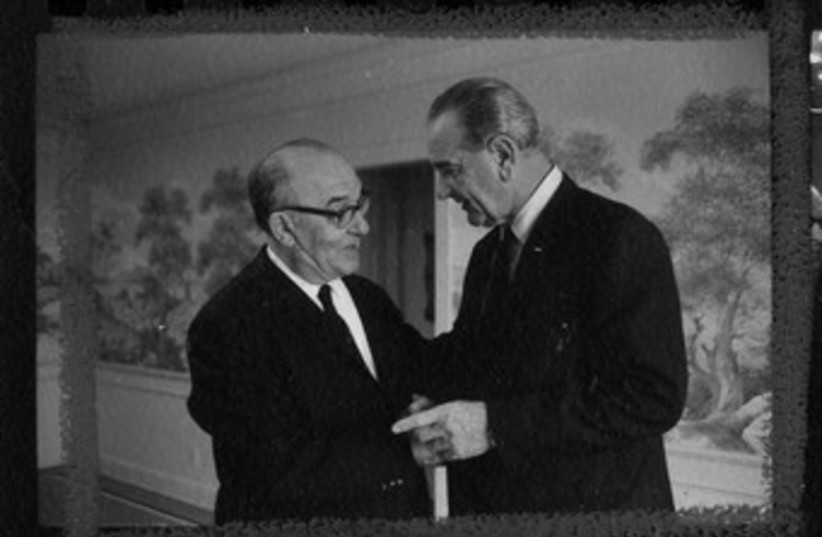 Levi Eshkol and Lyndon Johnson 370 (photo credit: Lyndon B. Johnson Library)