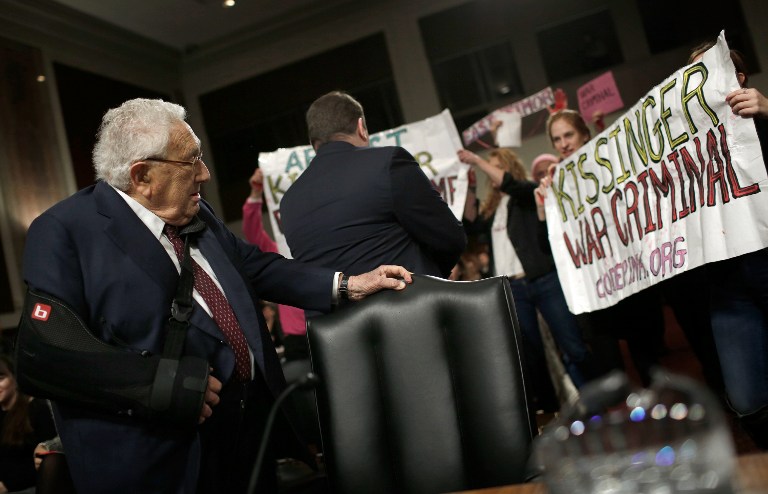 Protesters heckle Kissinger, denounce him for 'war crimes' | The Times of  Israel