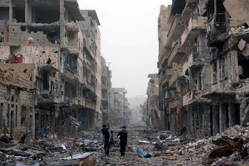 The destruction caused by the Syrian civil war which over the past five years.- AFP