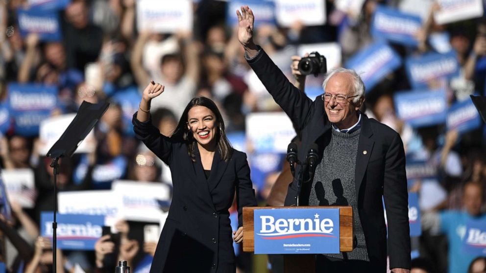 Rep. Alexandria Ocasio-Cortez comes out in support of Bernie Sanders at his  first rally post-heart attack - ABC News