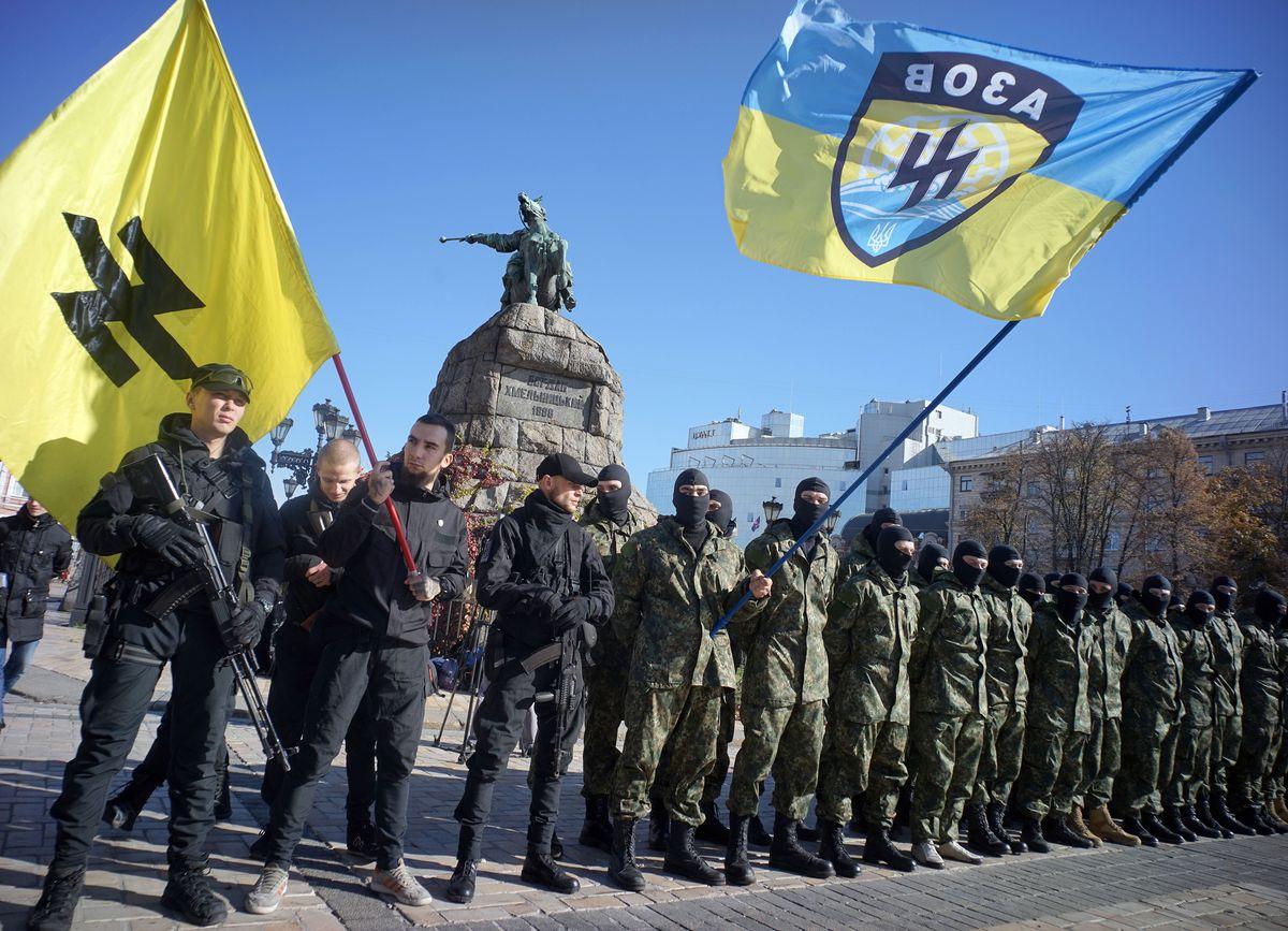 Azov demonstration with flag