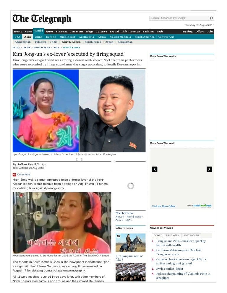 Kim Jong-un's ex-lover 'executed by firing squad'