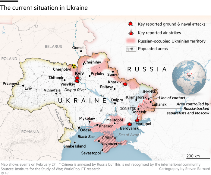 Russia struggles to take Kyiv and Kharkiv but pushes across Black Sea coast  | Financial Times