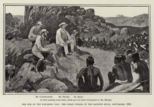 The End of the Matabele War, the Great Indaba in the Matoppo Hills, September 1896. Illustration for The Graphic, 5 April 1902.