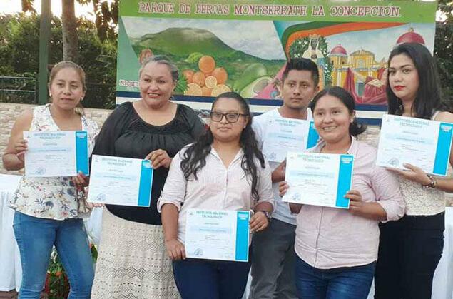 Women receive their diplomas from the National Technology Institute INATEC, where 62% of those enrolled are women