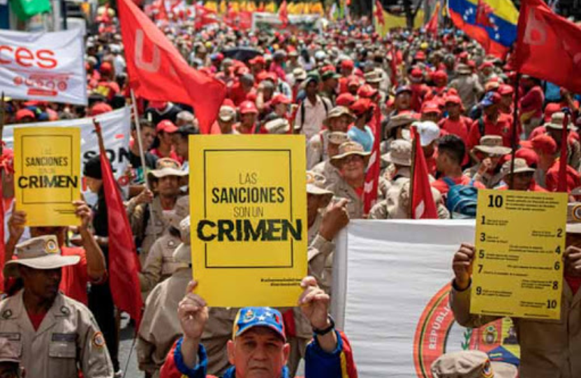 An anti-sanctions protest in Caracas, February 2020. (Ciudad Valencia)