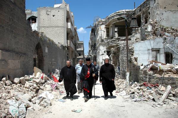 Christian Patriarchs walking in Homs