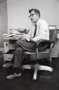 Noam Chomsky in his office at MIT