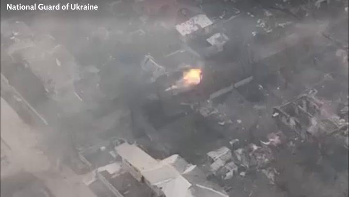Rubizhne: Video purportedly shows Ukrainian tank firing through building at  Russian armoured vehicle | News | Independent TV