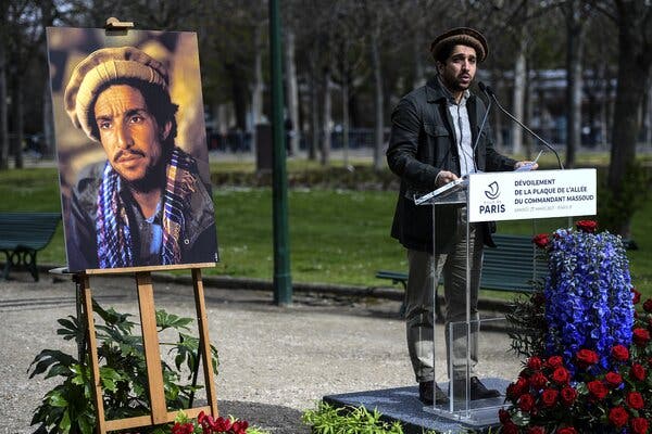 Ahmad Massoud, the son of late Afghan commander, Ahmad Shah Massoud, during a ceremony to honor his father in Paris in March.