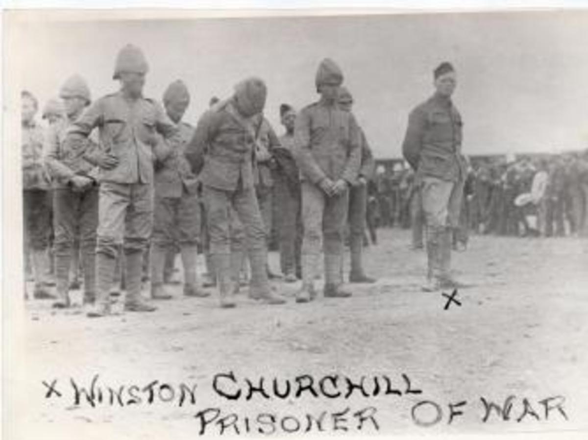 Churchill (far right) with his fellow POWs. (Credit: Doubleday)