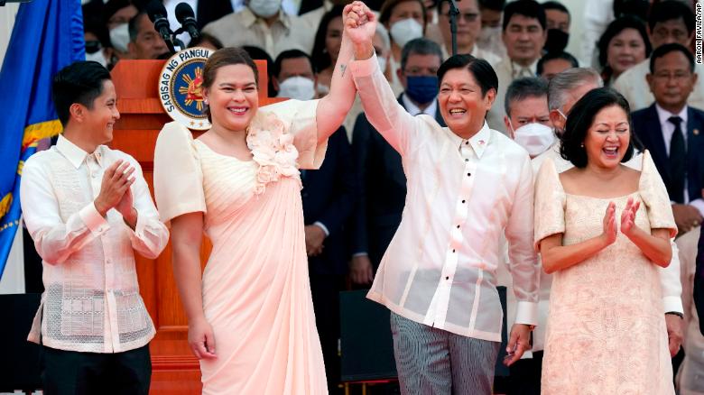 President Ferdinand Marcos Jr. and Philippine Vice President Sara Duterte during the inauguration ceremony at the National Museum on June 30 in Manila, Philippines. 