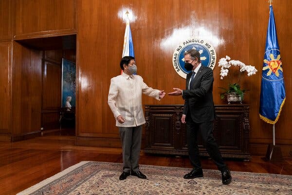 The meeting between President Ferdinand Marcos Jr. of the Philippines and Secretary of State Antony J. Blinken in Manila on Saturday came as China held military exercises near Taiwan.