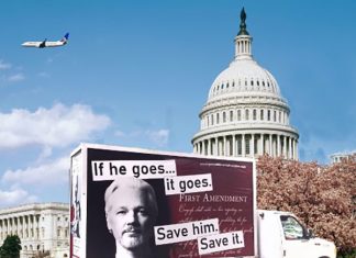 Giant Mobile Billboard Campaign for Julian Assange Goes Viral and Will Keep On Truckin’ Round the Nation’s Capital