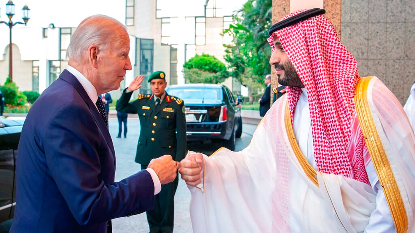 Biden greets Saudi crown prince with fist bump