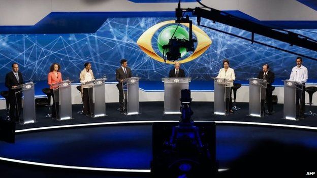Brazil candidates engage in verbal sparring in TV debate - BBC News