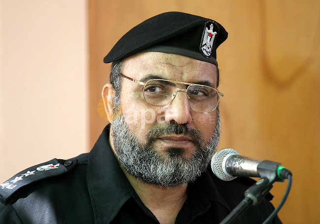 Palestinian chief of the civic defence, Yousef Al-Zahar attends the opening  celebration of a new civic defence headquarters | apaimages