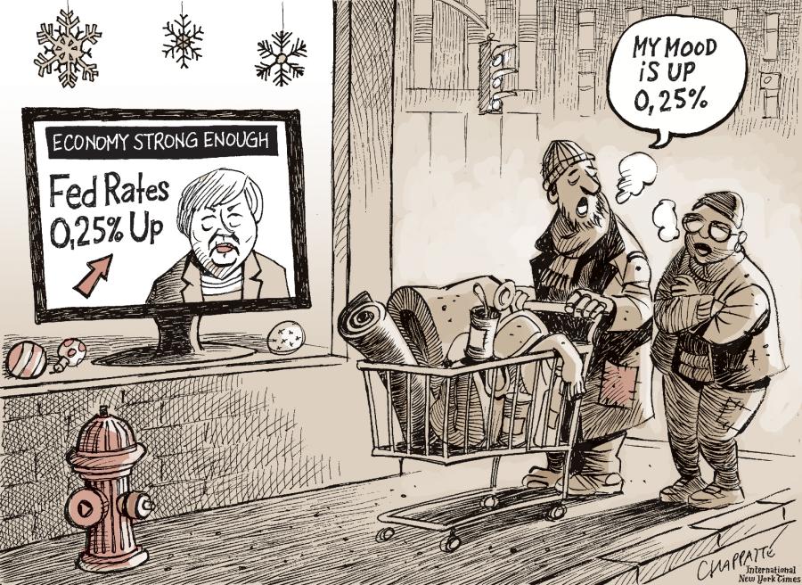 The Fed raises interest rates | Globecartoon - Political Cartoons - Patrick Chappatte
