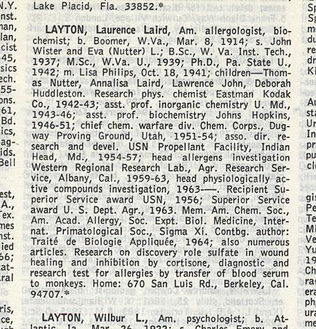 lawrence laurence laird layton allergologist biochemist dugway proving ground