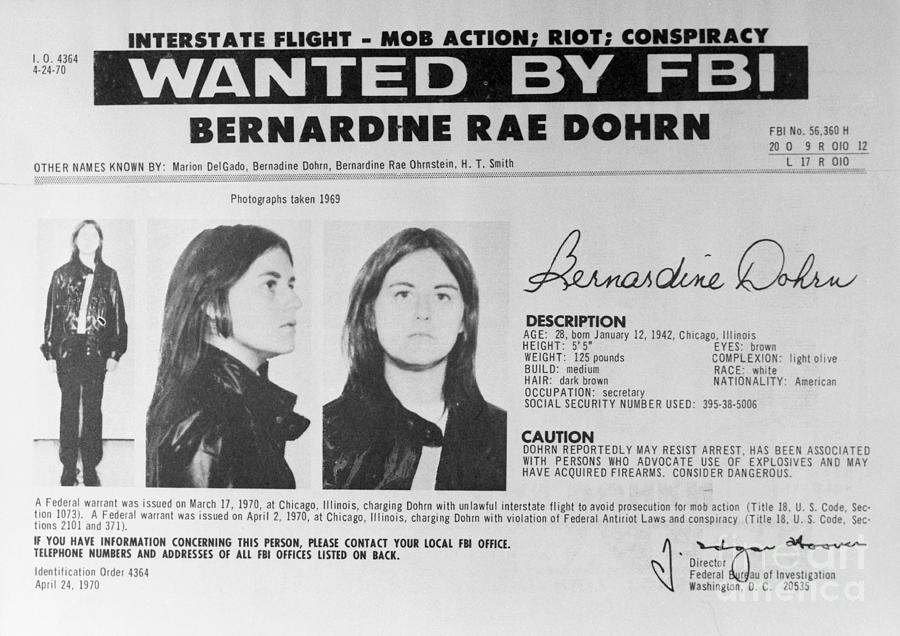 Wanted Poster For Bernardine Dohrn by Bettmann