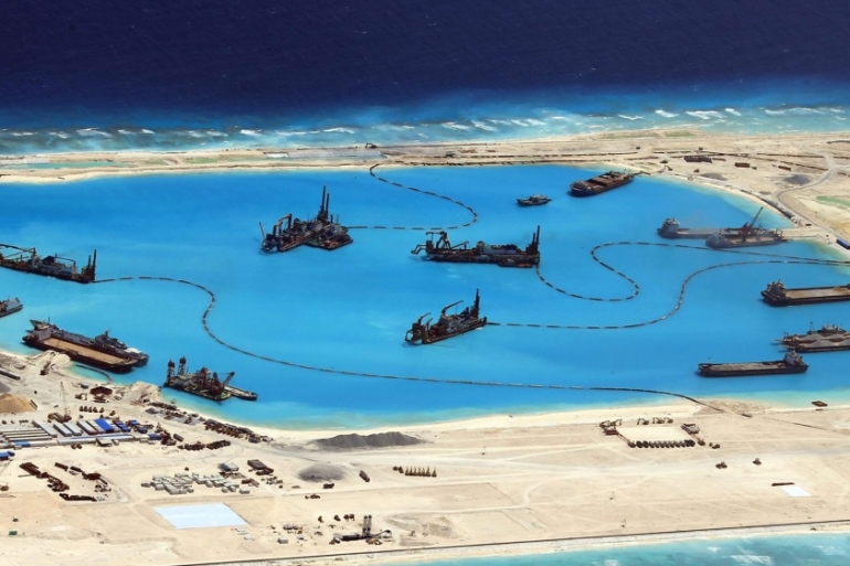 Construction at Kagitingan (Fiery Cross) Reef in the disputed Spratley Islands in the South China Sea by China [EPA]