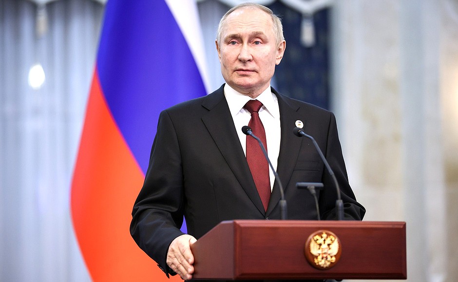 During the news conference following the visit to Kyrgyzstan.