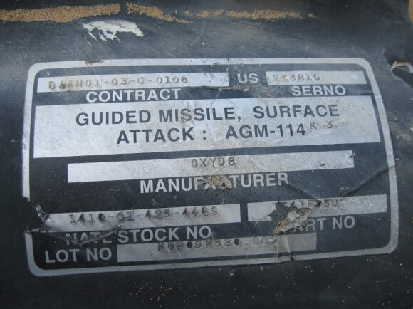 U.S.-made Hellfire missile linked to killing of a child and three medics in Gaza by Israeli forces during operation Cast Lead, January 4, 2009. (Photo: Amnesty International)