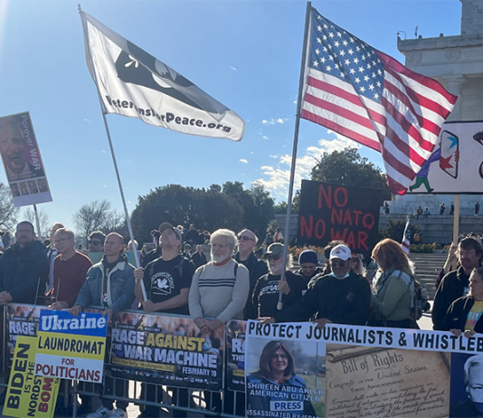 Left and Right Join Together to Rage Against Ukraine War on Its One Year Anniversary