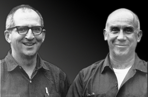 Brother Patrick Hart, Merton's last secretary, and Thomas Merton.  Photograph by Br. Maurice Flood, O.C.S.O. (Copyright Thomas Merton Legacy Trust.)