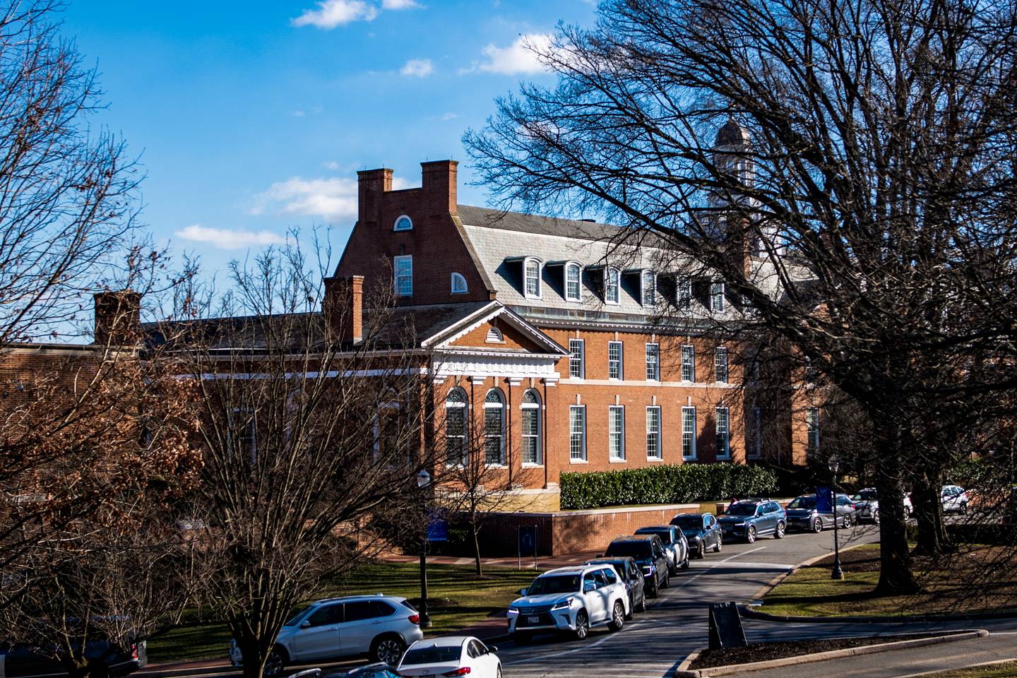 Exterior of Gilman School, an all-boys independent school in the Roland Park neighborhood of Baltimore, Maryland.