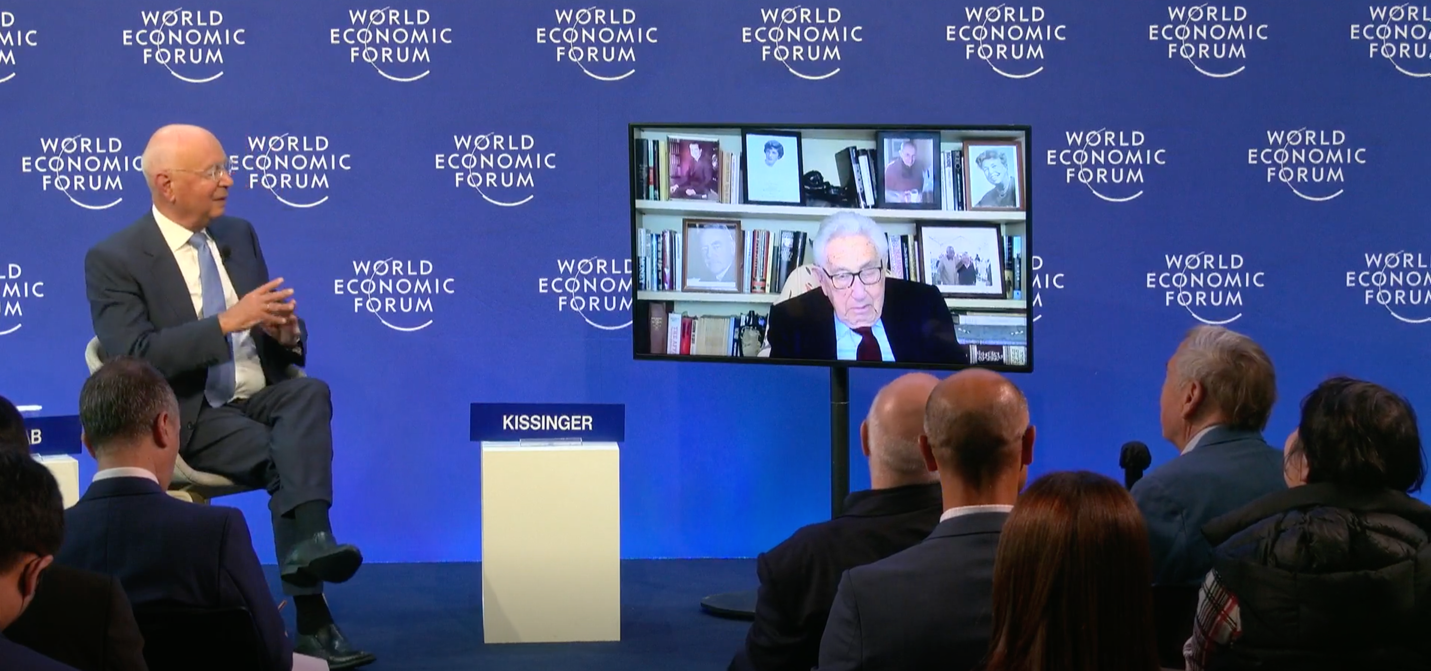 Klaus Schwab in conversation with former US Secretary of State, Henry A. Kissinger