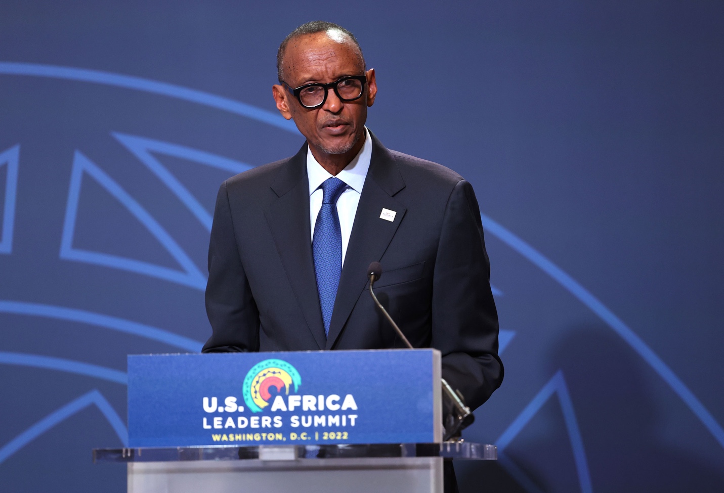 President of Rwanda Paul Kagame delivers remarks during the Space Forum at the U.S. - Africa Leaders Summit in Washington, D.C., on December 13, 2022. (Kevin Dietsch—Getty Images)