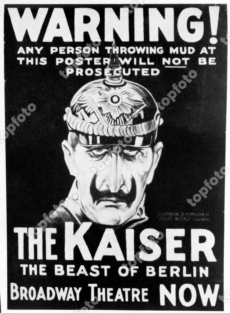 The Kaiser, the Beast of Berlin (1918) is a silent movie that stars Lon Chaney, Sr. The film contains a propagandist view of the First World War, showing the political greed of the German Kaiser Wilhelm II, the resistance of some of his own soldiers, and fanciful prediction of the nature of the war's end. The film is now considered a lost film