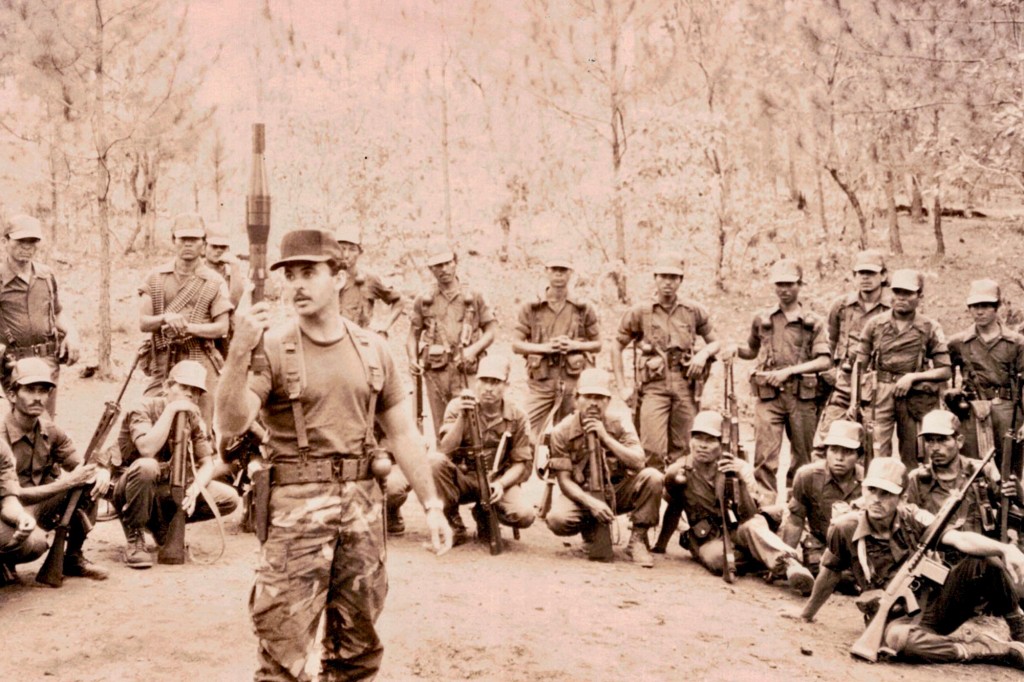 In the Reagan years, Ric Prado (clutching rocket launcher) trained the Contras to fight communist Sandinistas as part of the CIA’s “tip of the spear” in Nicaragua.