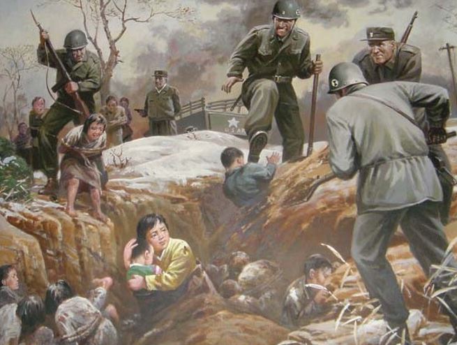 A painting of soldiers and children in a trench

Description automatically generated