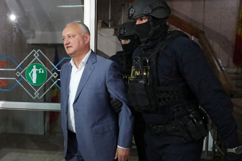 Moldova's former President Igor Dodon before a court hearing in Chisinau, Moldova on Thursday May 26, 2022 [Vladislav Culiomza/Reuters]