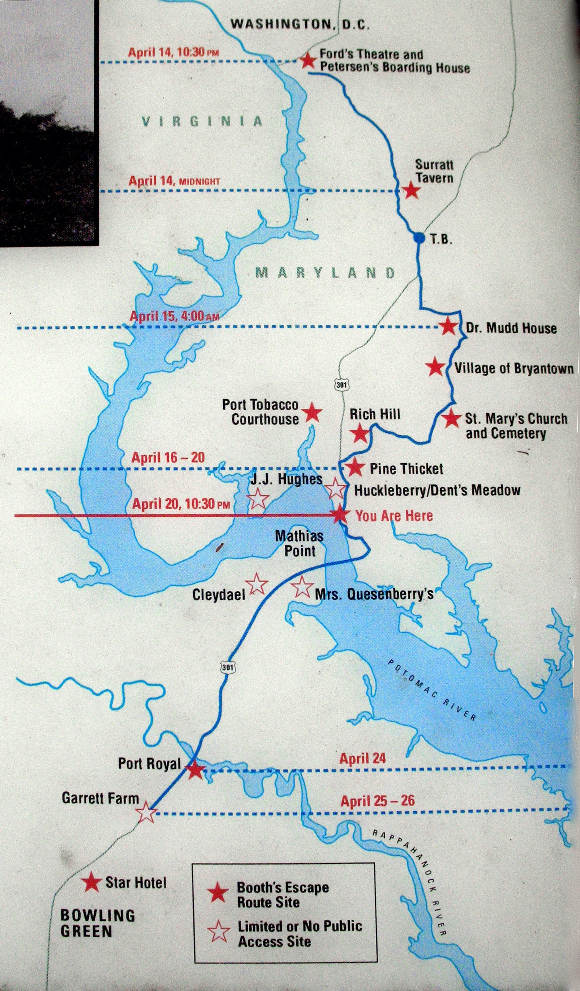 Map, John Wilkes Booth