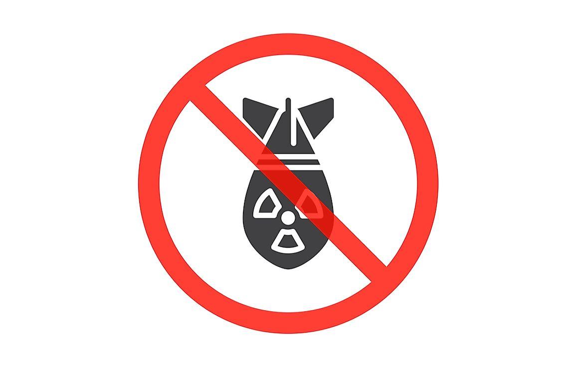 A no nuclear bomb sign

Description automatically generated