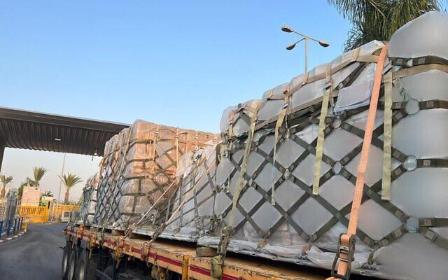US-supplied military equipment arriving in Israel, December 2023. (Ministry of Defense Spokesperson's Office)