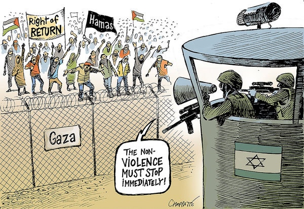 A cartoon of a person in an object looking at a crowd of people

Description automatically generated