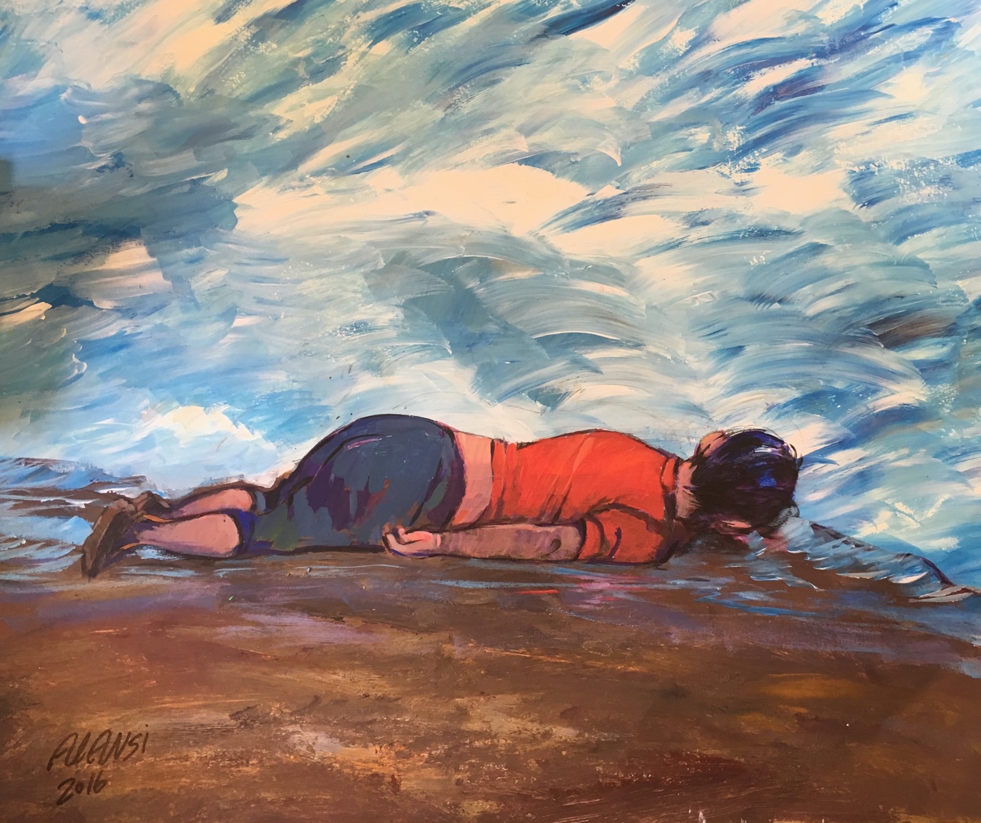 Muhammad Ansi, Drowned Syrian Refugee Child (from Images seen on TV), 2016.