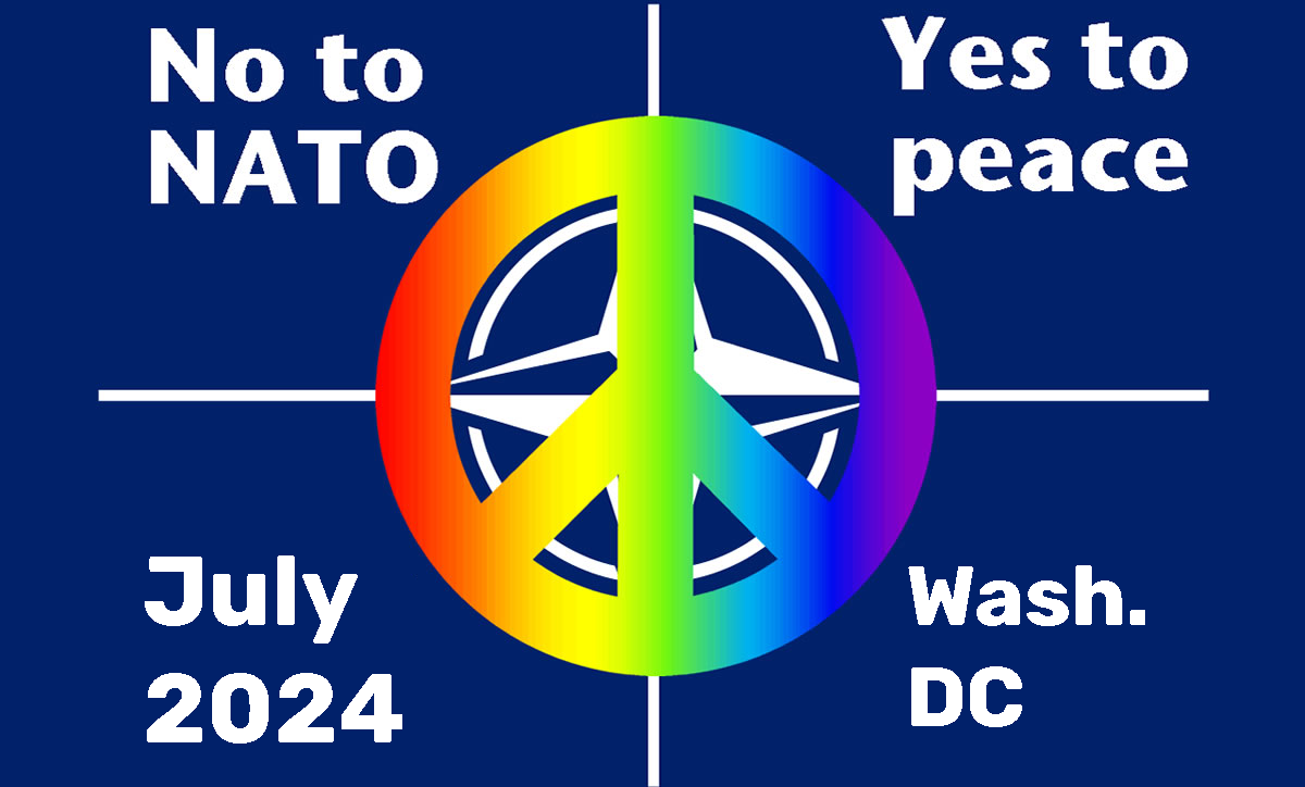 A rainbow colored peace sign

Description automatically generated