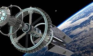 A space station in space

Description automatically generated