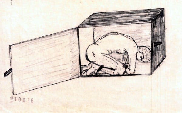A drawing of a person in a box

Description automatically generated